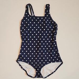 Lands' End Blue Polka Dot Swim Extra Large 18